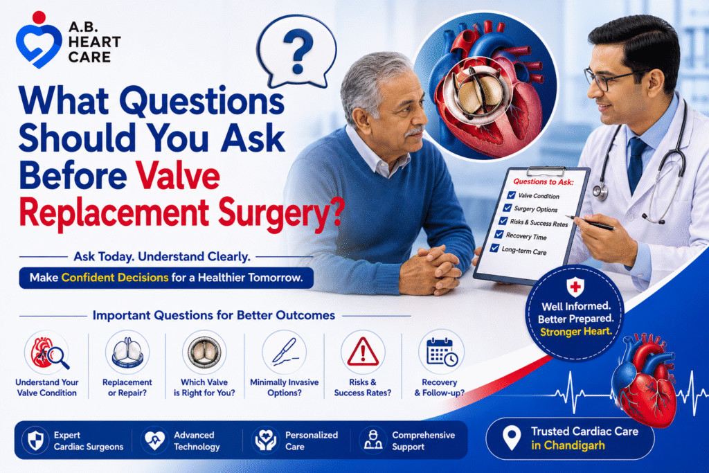Cardiac surgeon discussing Valve Replacement Surgery in Chandigarh with a patient before heart valve replacement surgery.